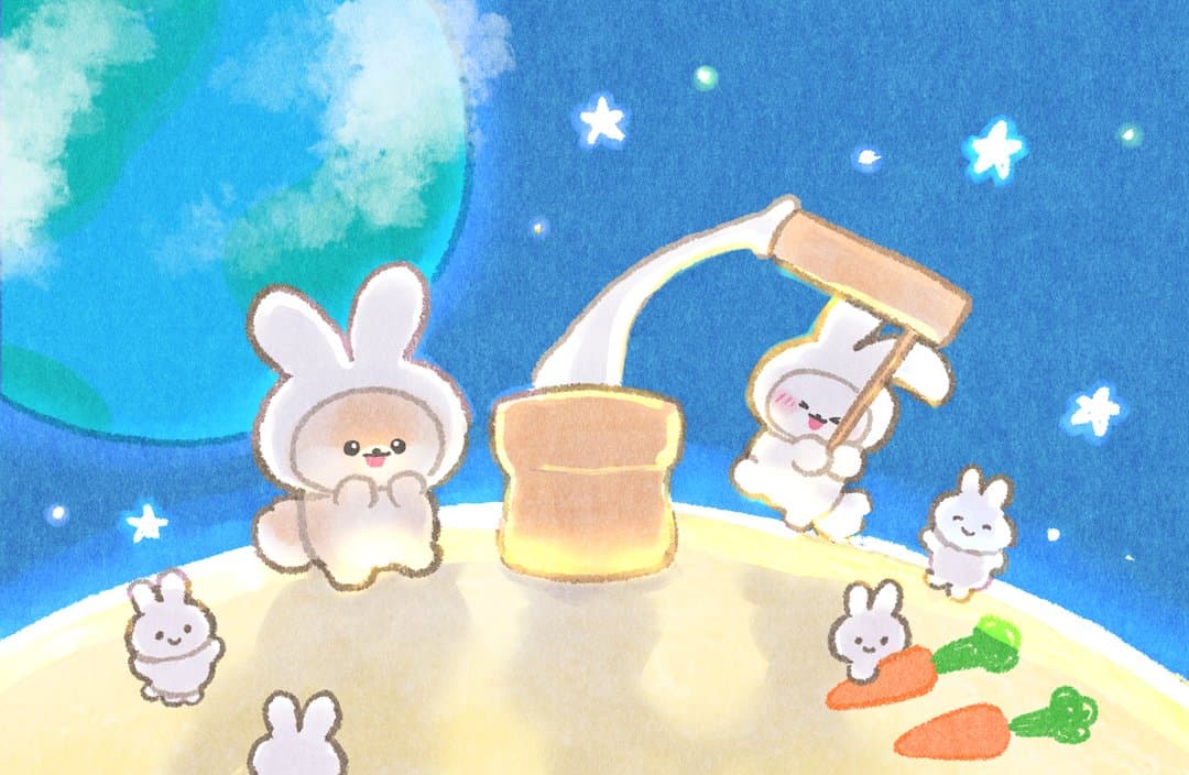 月でおもちつき